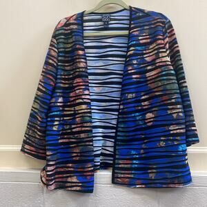 Clara Sun Woo 1X abstract open front bolero textured knit jacket